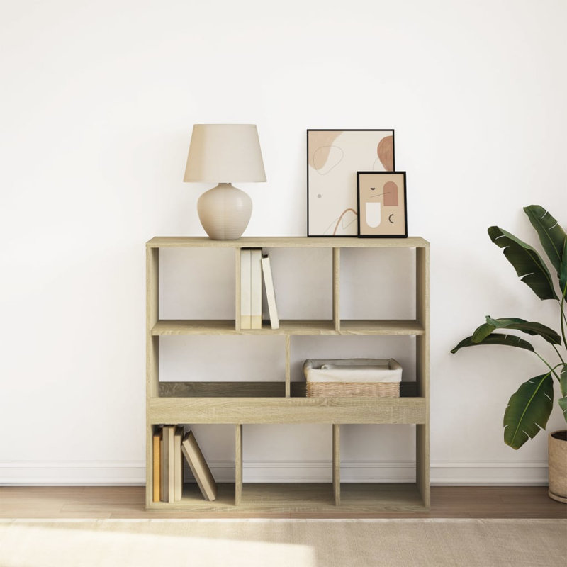 Angelinne 100cm W Bookcase, 187.5cm H x 100cm W x 33cm D, Sonoma Oak