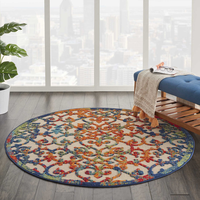 Abstract Indoor / Outdoor Area Rug, Round 160cm
