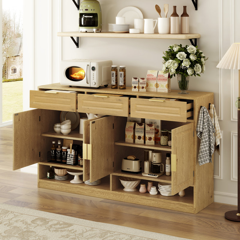 Sideboard With 3 Drawers And 2 Cabinets, Natural