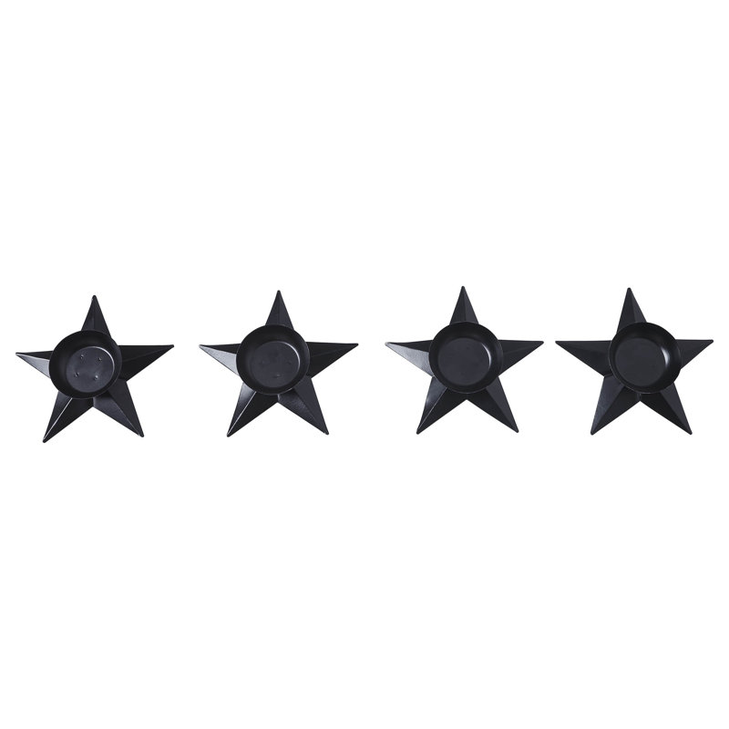 Festive Finds Tealight Holder Star Set of 4 1.5x5x5, Antique Black
