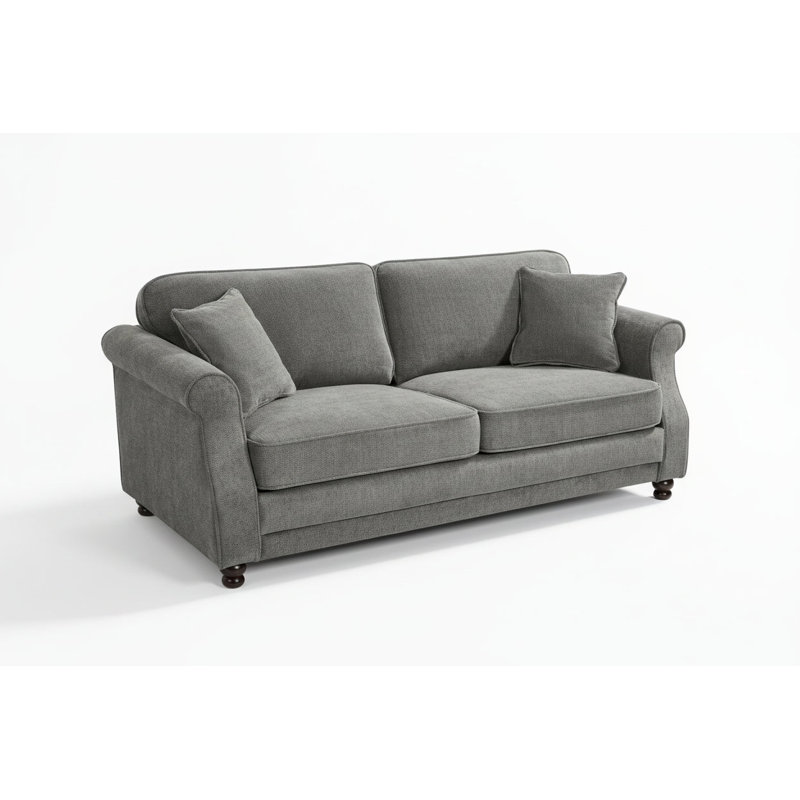 Baldemar 3 Seater Chenille Sofa, Dark Grey