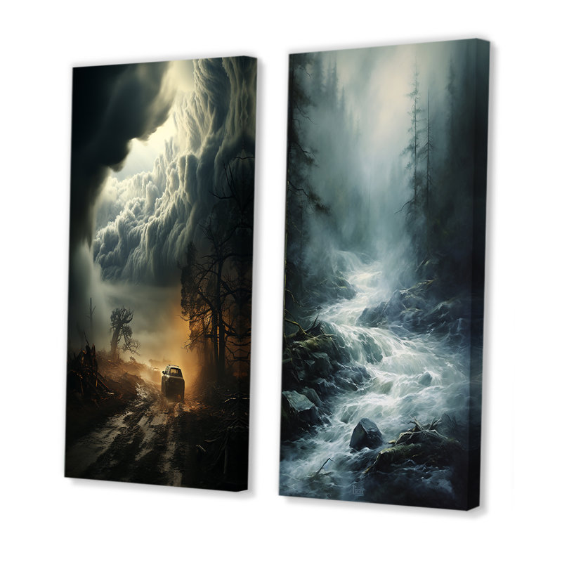 «Storm Misty Torrent», 2 pièces, H 40 po x l 40 po, Toile tendue