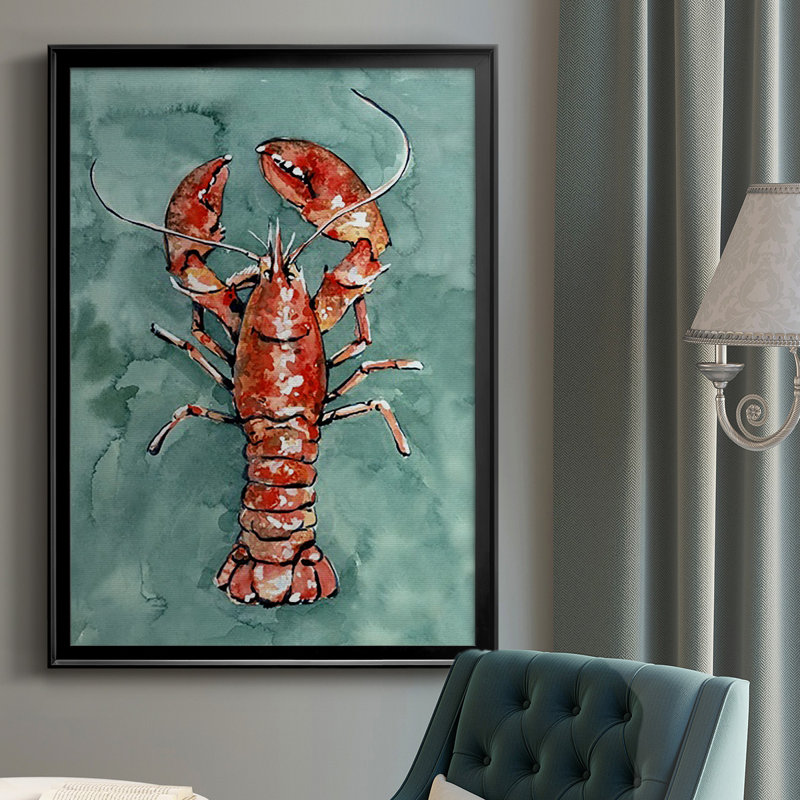 Aquatic Lobster I, reproduction d'art encadrée, H 42,5 po x l 30,5 po x P 1,25 po, Noir