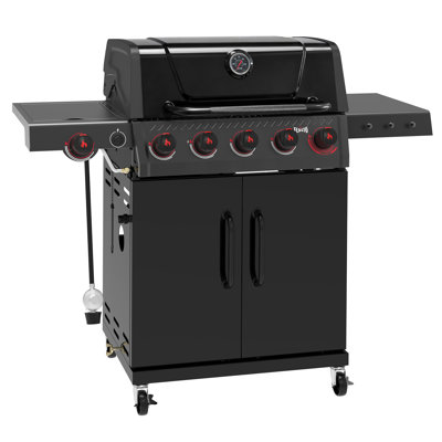 FEASTO 5-Burner Propane Gas Grill with Sear Burner & Side Burner, Porcelain-Enameled Main Body and Lid, 58,000 BTU, 686 Sq. In.