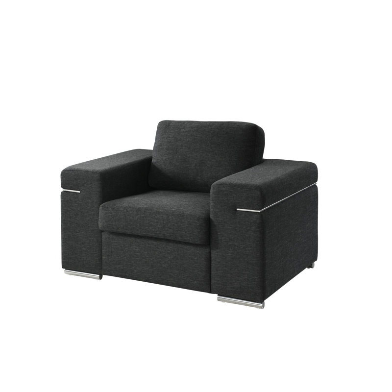 Chaise avec accoudoirs en lin, Lin noir