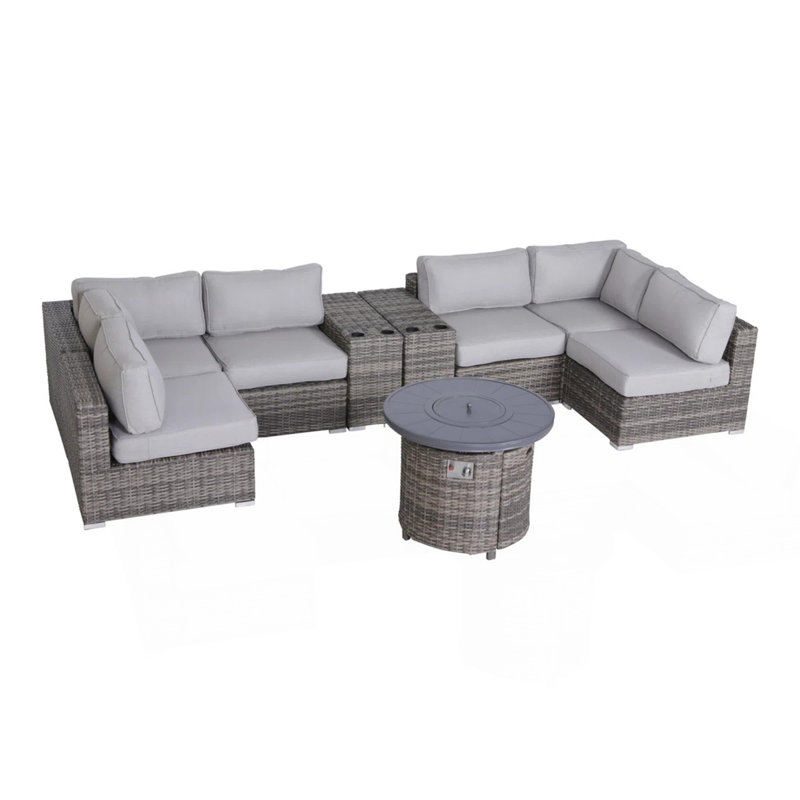 Ensemble de canapé modulaire d'extérieur 9 pièces avec coussins 9 pièces
