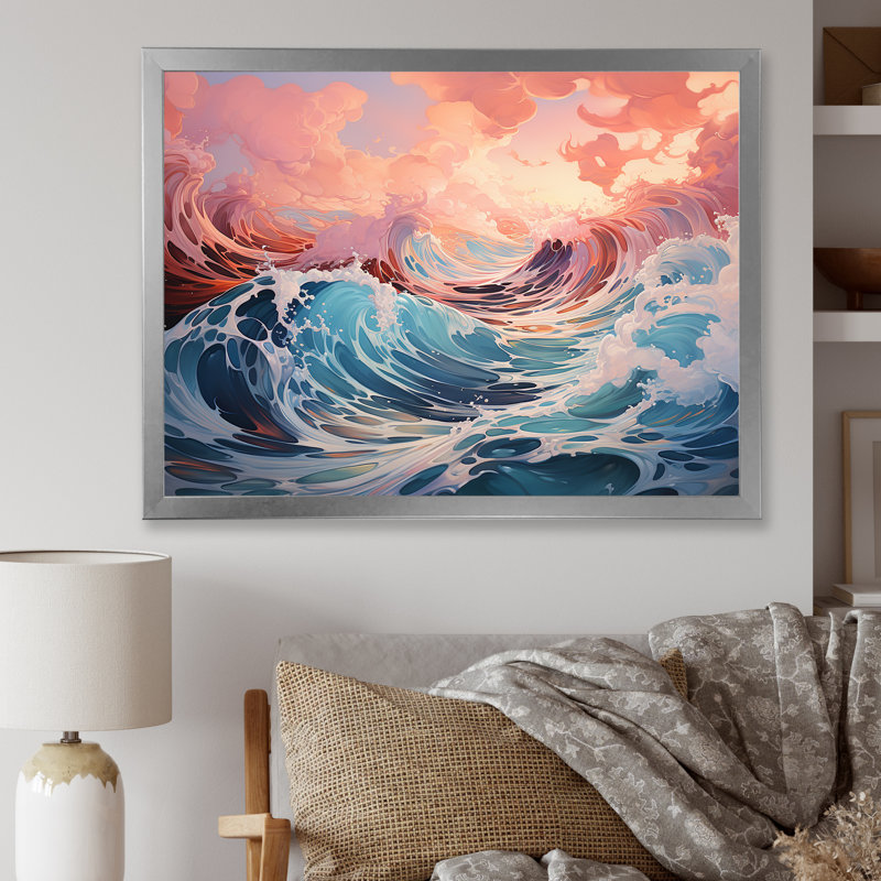 «Aqua Pastel Clouds Lansdcape II», reproduction d'art sur toile, Cadre simple argenté, H 30 po x l 40 po x P 1,5 po
