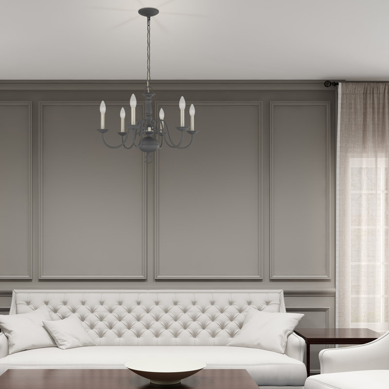Lustre classique à 6 lumières de style bougie Benedetto, Gris scandinave, 6