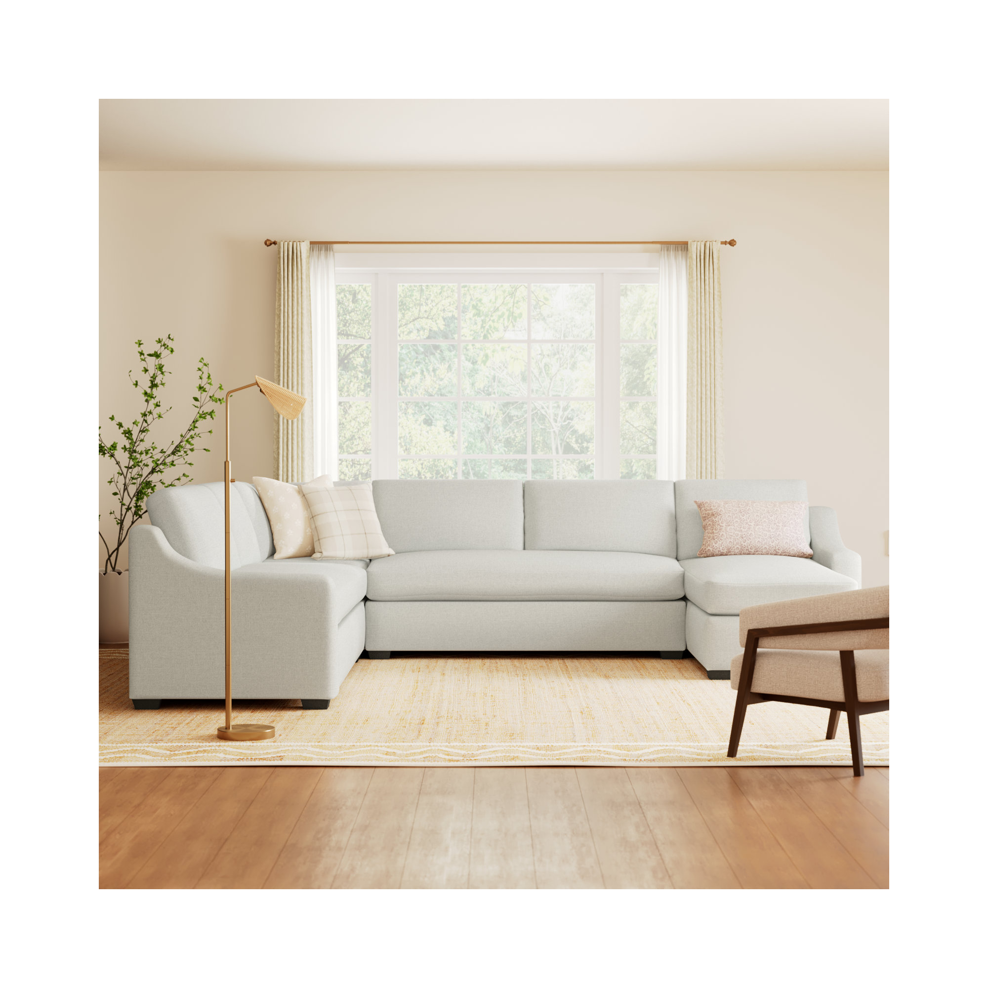 Cranbrook Upholstered U-Sectional, Left Hand Facing, Nomad Snow Crypton® Chenille