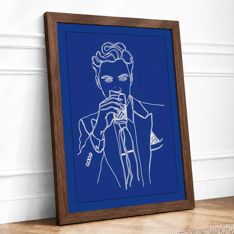 Microphone Moment Minimalist 1 Piece Single Picture Frame Wall Art, A3 - 42.0 x 29.7 cm, Walnut