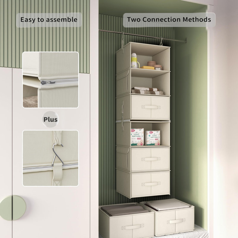 Organisateur de garde-robe à 6 tablettes, Beige