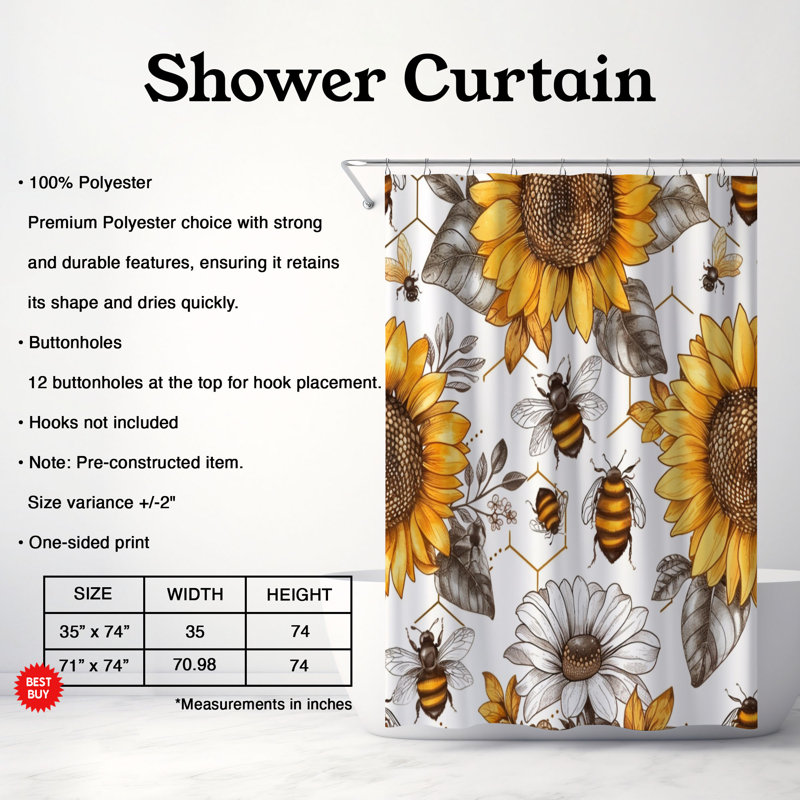Rideau de douche Honey Haven - Premium, H 74 po x l 71 po