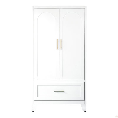 Armoire-penderie en métal de 60 po de hauteur avec 1 tiroir et tringle, 2 garde-robes avec tablette
