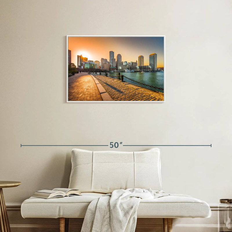 Fan Pier Park, Massachusetts, 31 po x 21 po, Cadre flottant blanc