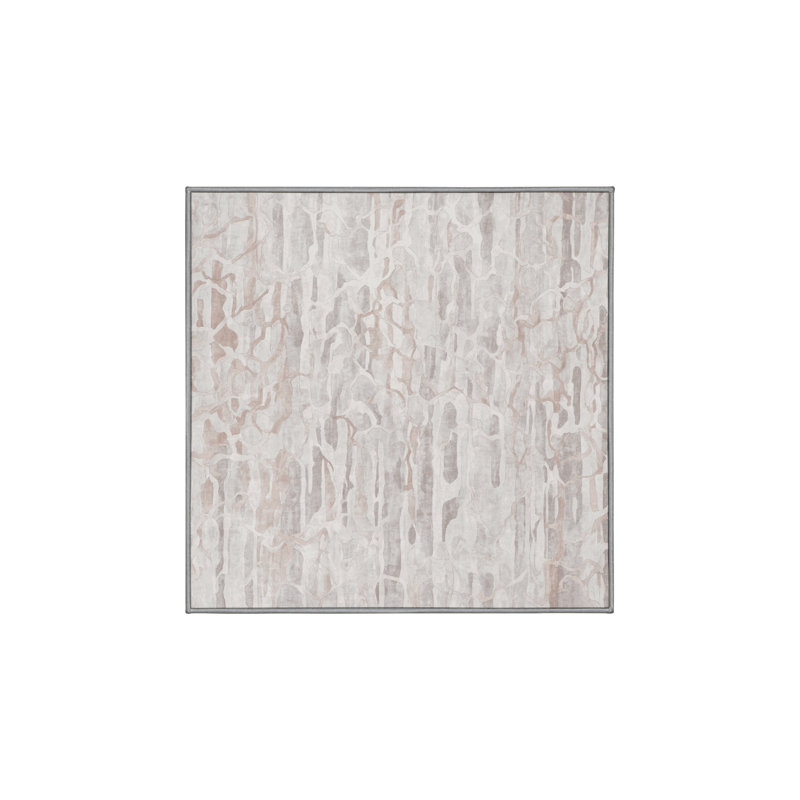 Machine Washable Gray Area Rug, Square 8'