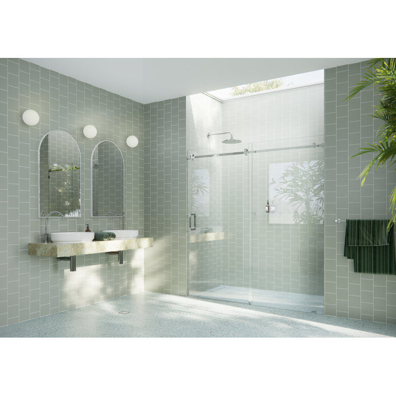 Astro 68 - 72 in. x 78 in. Fully Frameless Glass Sliding Shower Door, Polished Chrome