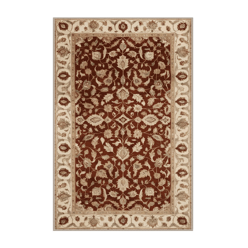Machine Washable Persian Brown Area Rug, Rectangle 5' x 8'