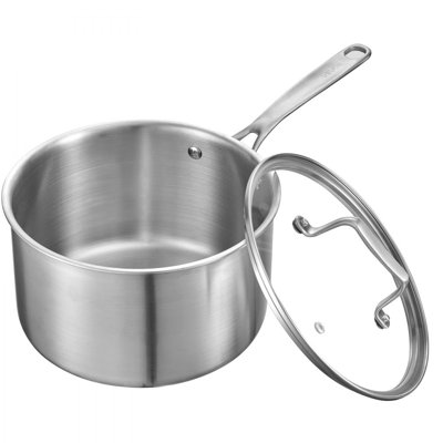 4 QT Saucepan Stainless Steel Saucepan with Glass Lid & Ergonomic Handle