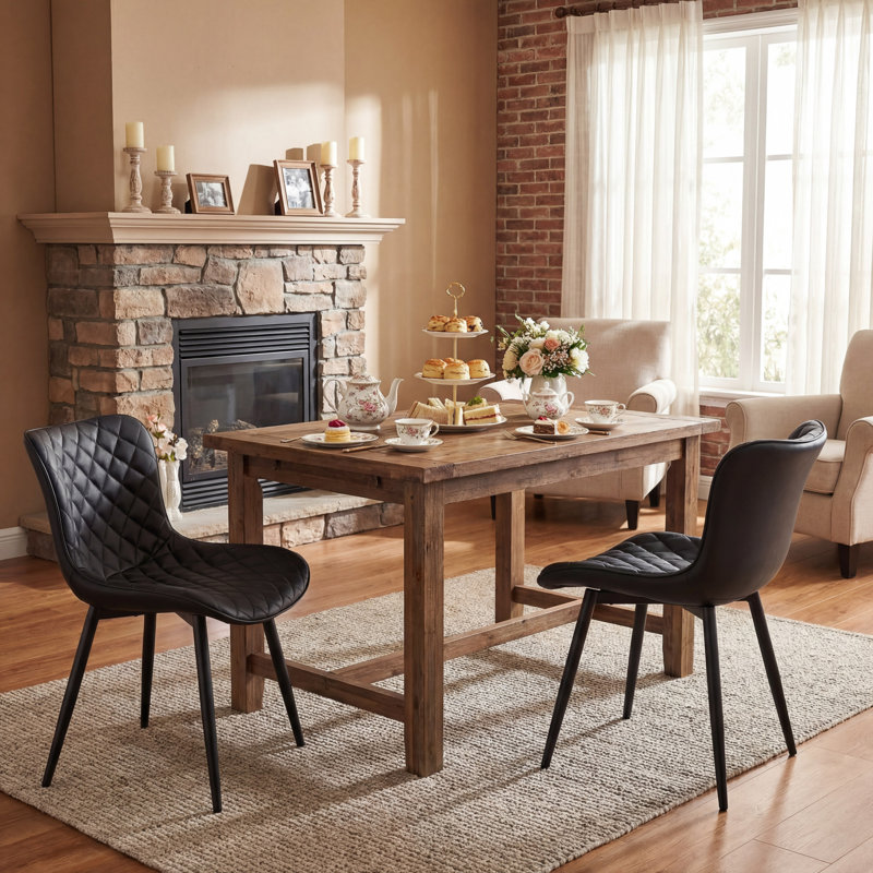 Modern Faux Leather Dining Chairs Upholstered Side Chairs for Kitchen & Living Room, Black