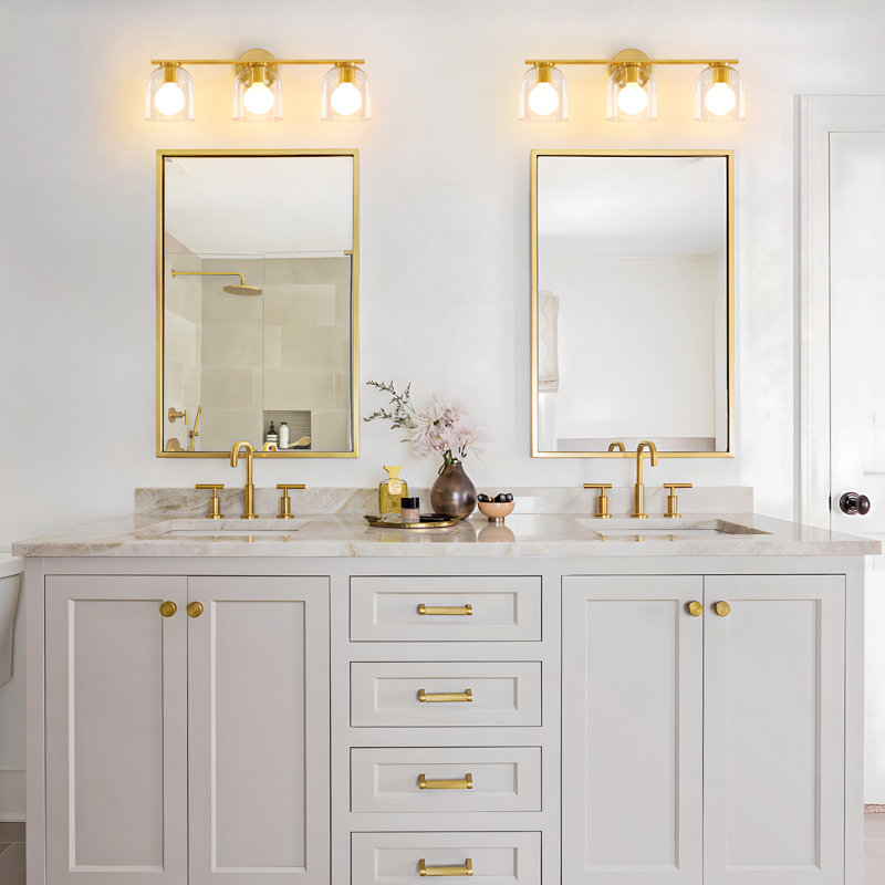 Éclairage pour meuble-lavabo à 3 lumières à intensité variable Kaarlo, Or brossé