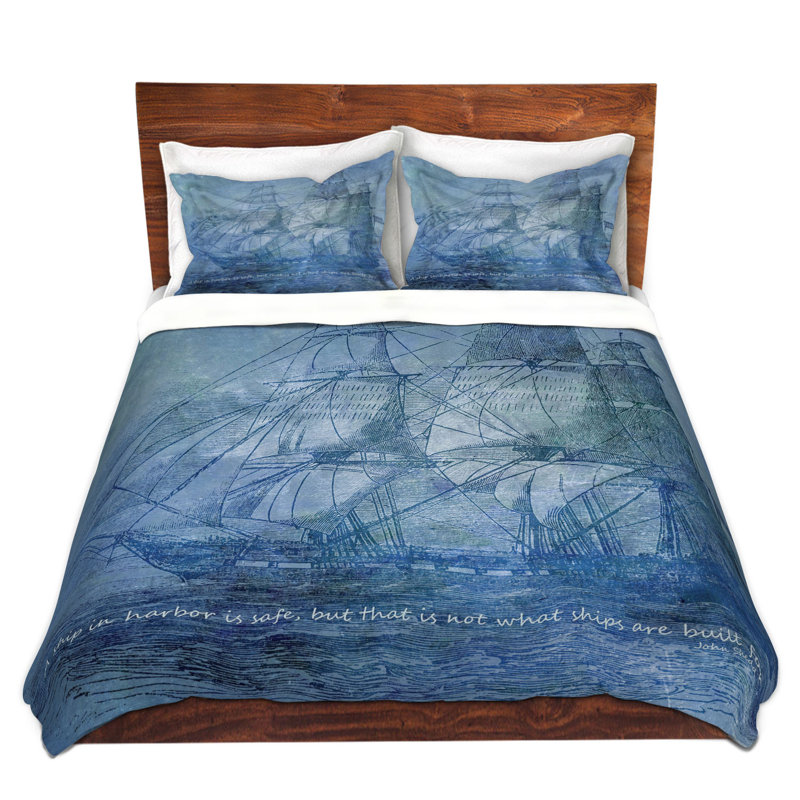 Polyester Duvet Cover, 1 Queen Duvet Cover + 2 Standard Shams, Blue