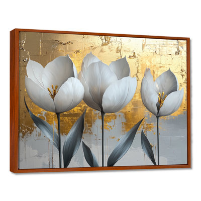 Golden Tulips Pure Form Of Blossoms - Tulipes, art mural sur toile