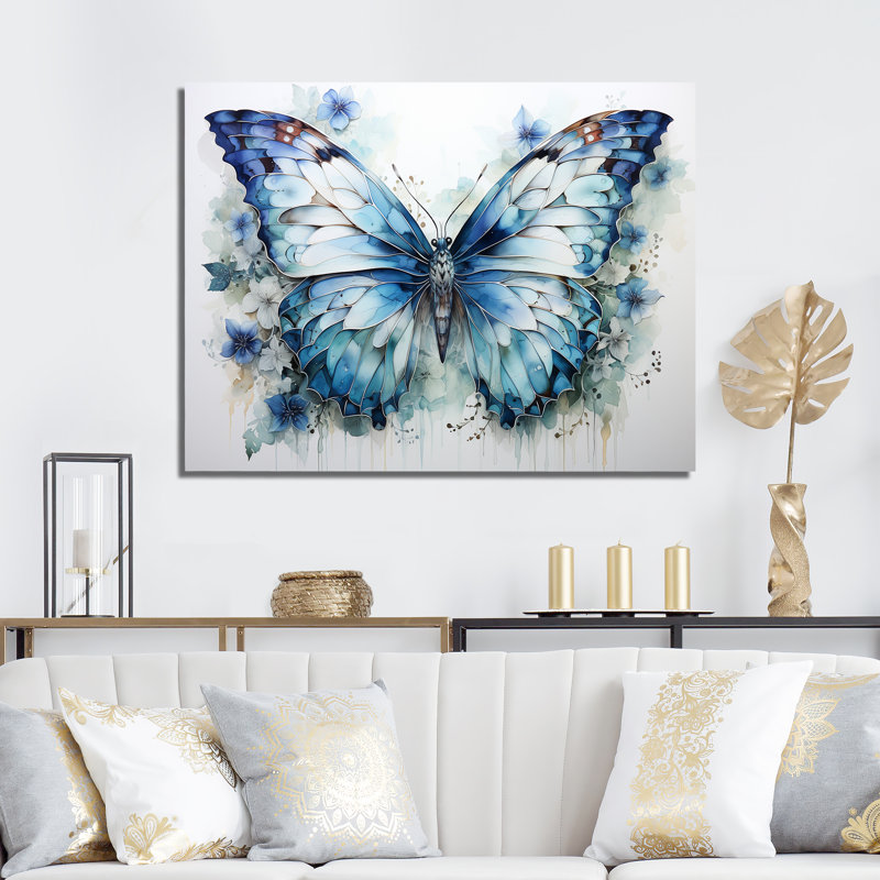 «Butterfly Watercolor Wings I», art mural papillon, H 30 po x l 40 po x P 1,5 po, Toile tendue