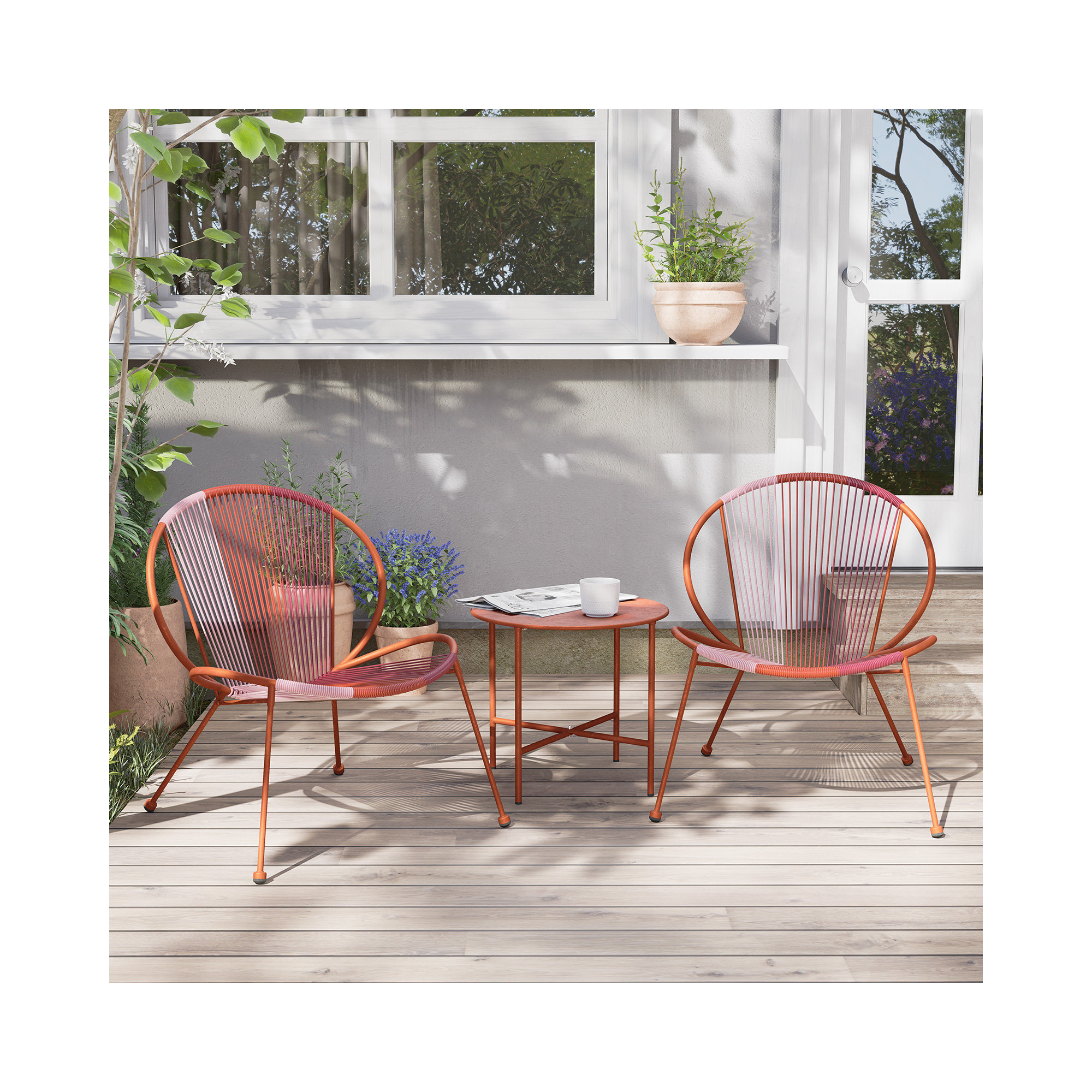 Halcott 2 - Person Patio Conversation Set, Orange