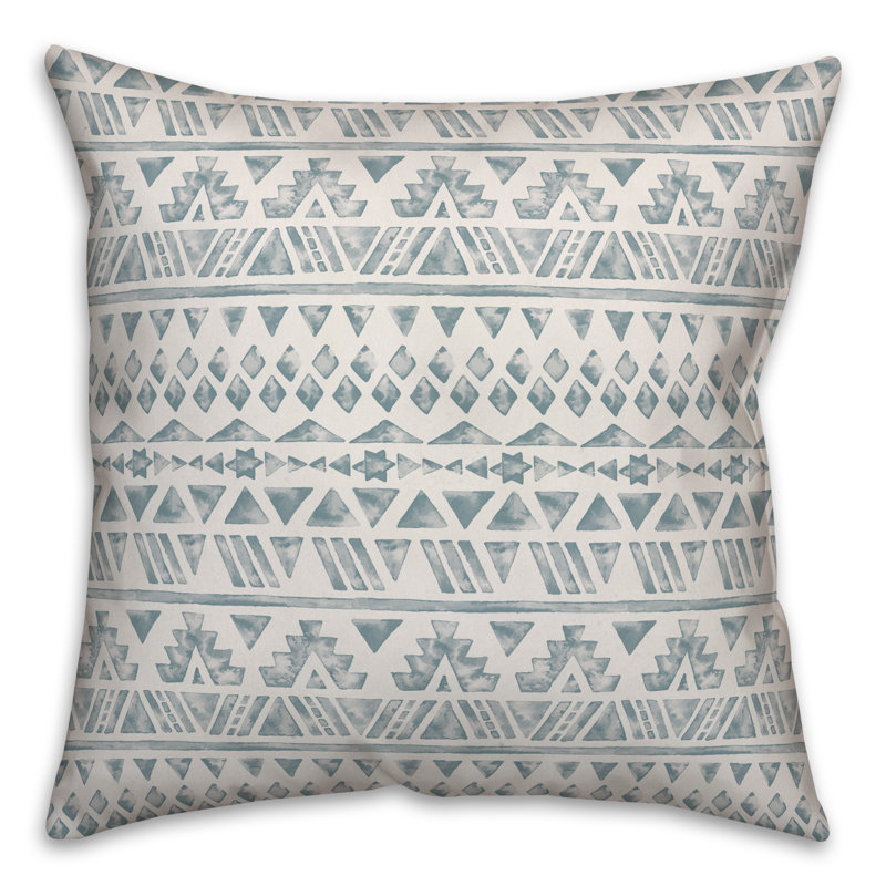 Throw Pillow, 16" x 16", Blue Geometric 4