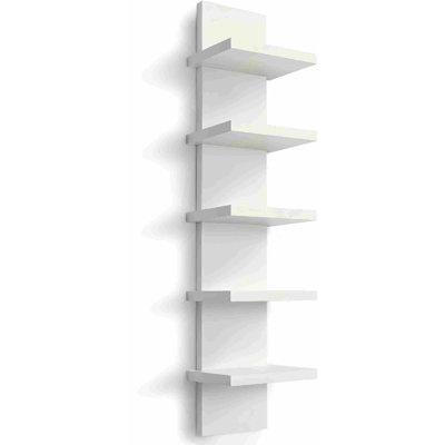 Étagère murale à 5 niveaux, petite tablette flottante verticale blanche à fixation murale étroite