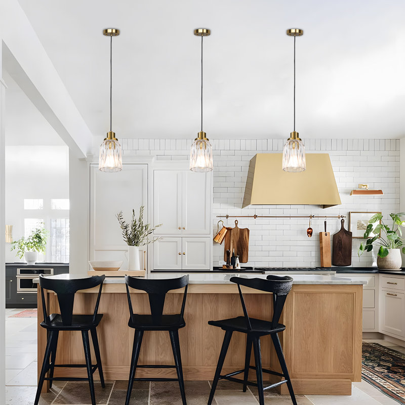 1-Light Glass Modern Pendant Light(Set Of 2), Rose Gold