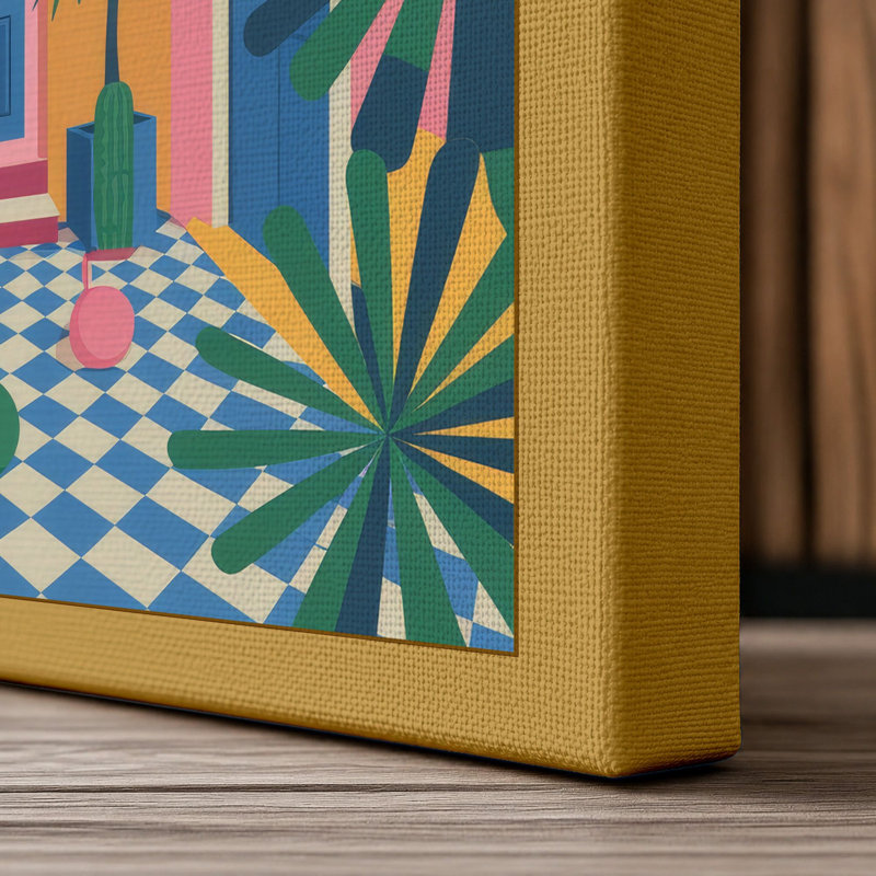 Courtyard in Colour Modern - Wrapped Canvas, 24x16 - 61.0 x 40.6 cm, Ochre Border