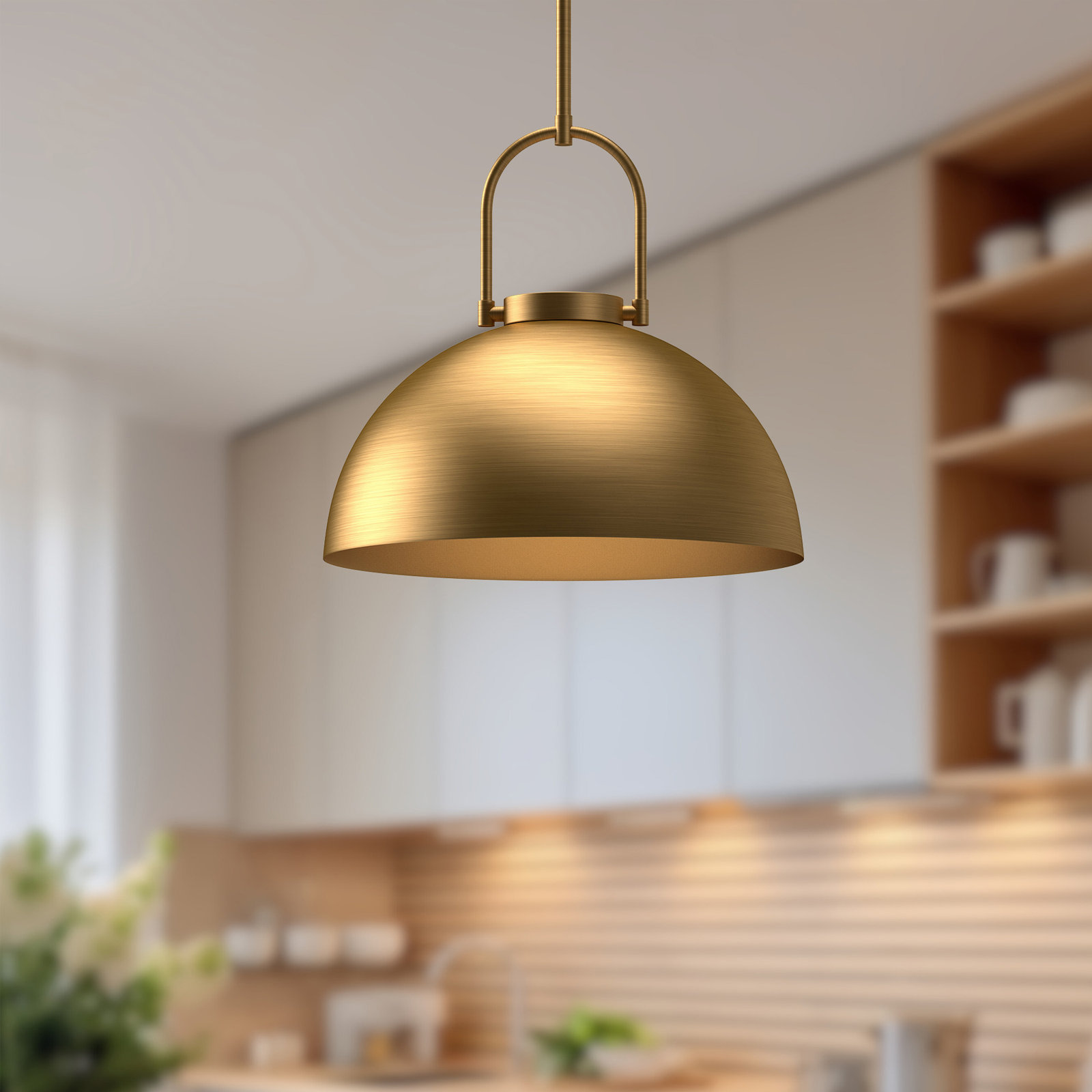 Nevada Single Light Pendant, Aged Gold