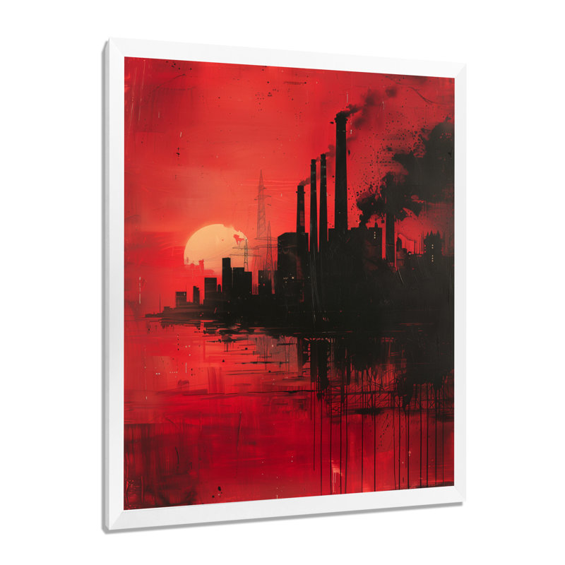 «Red Power Industrial Power Plant I» par Red Red, Cadre photo blanc, H 16 po x l 32 po