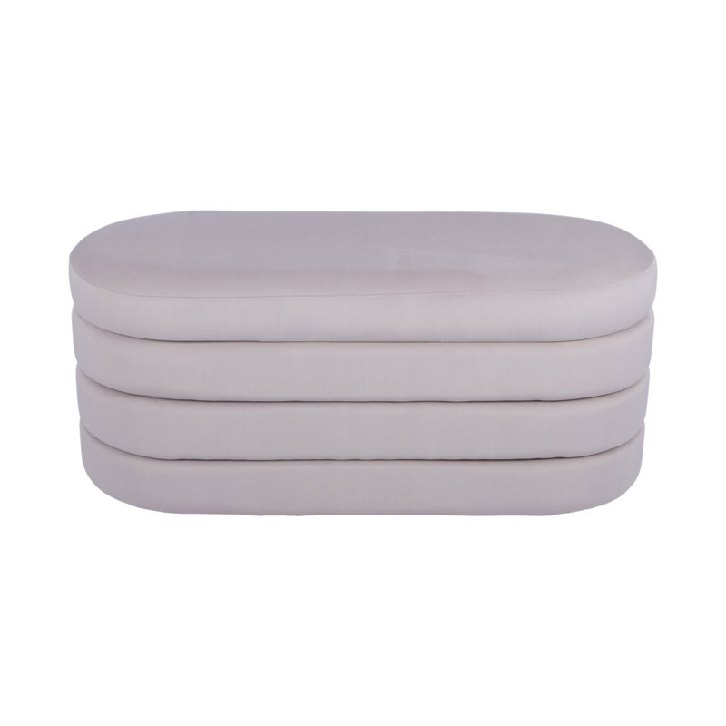 Banc avec rangement en velours taupe