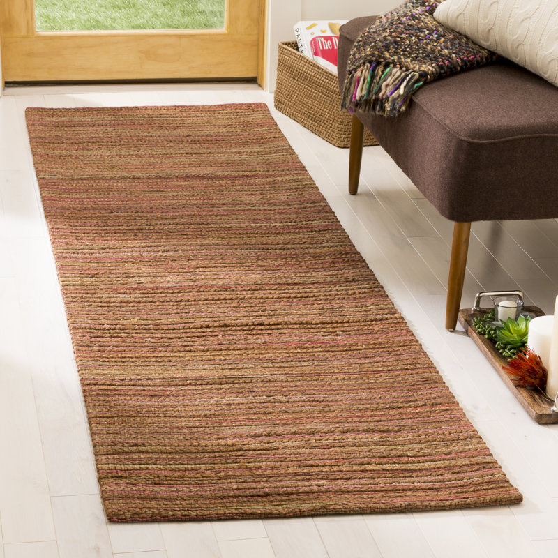 Tapis de couleur rouille en chanvre / coton tissé à la main Doleman, Rectangle 2 pi x 3 pi