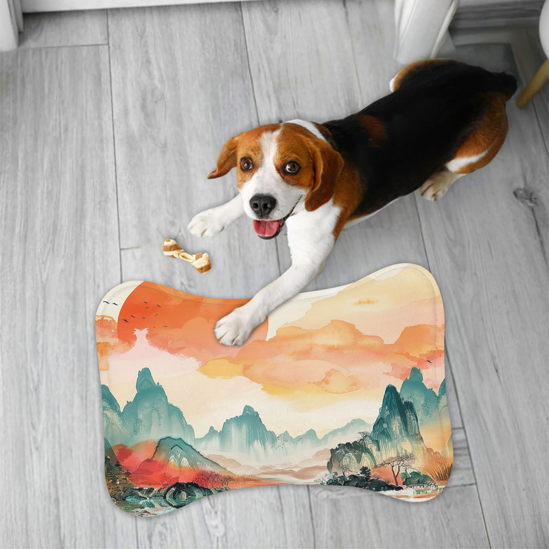 Art traditionnel du paysage - Tapis d'alimentation en os 1 pièce