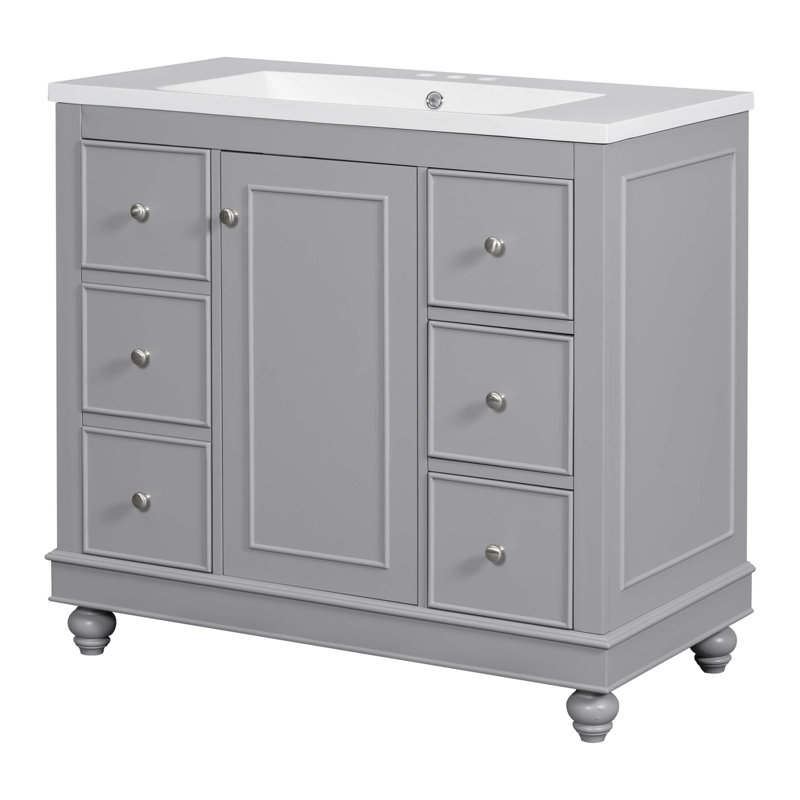 Meuble-lavabo 36 po avec rangement, Gris