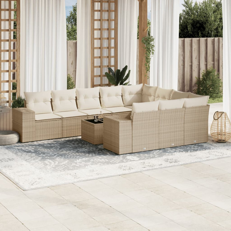 Ensemble de canapé de jardin Vidaxl PE rotin grands matériaux résistants aux UV