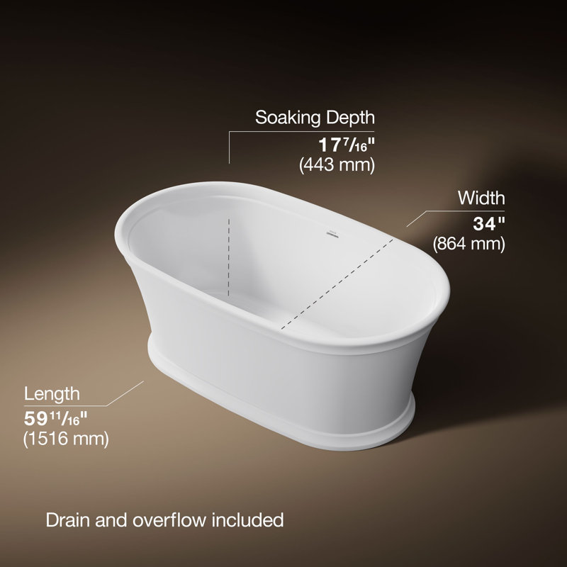 Memoirs 60" x 34" Freestanding Soaking Bathtub