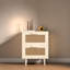 Table de chevet en rotin avec faux tiroirs en rotin et rangement, table de bout en bois
