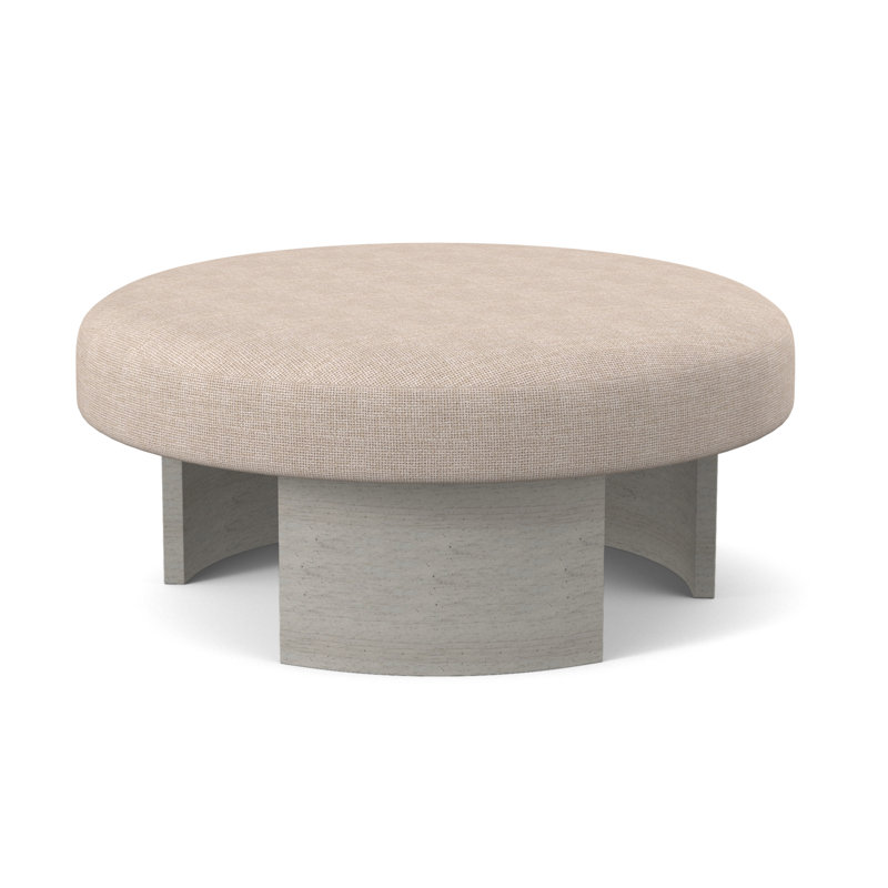 Eclipse Round Ottoman, Bisque, Fizz Ivory 100% Polyester