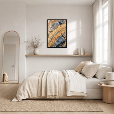 Tableau sur toile texturé marbre orange et gris