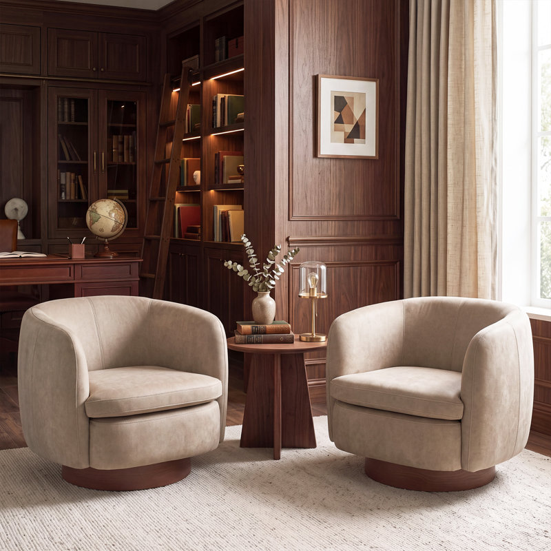 Fauteuil demi-tonneau pivotant de 35 po de largeur, Beige