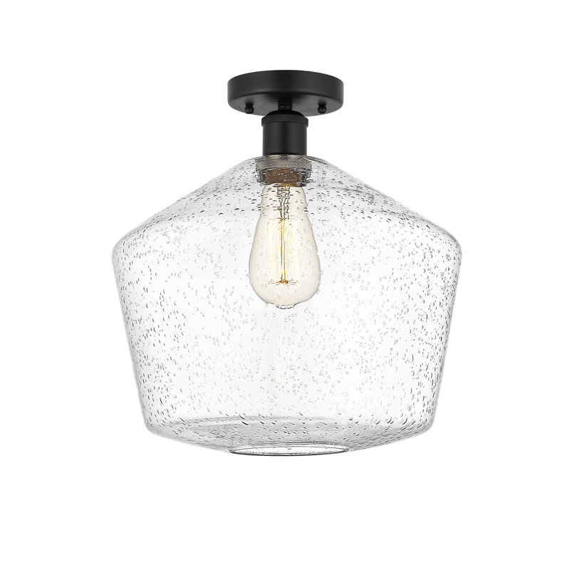 Plafonnier semi-encastré en verre Amylea, Noir mat, Grainé