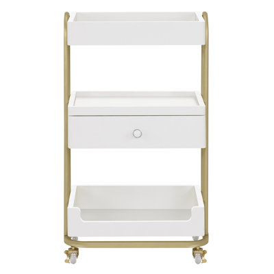Utility Trolley with Wheels and Drawer, Stylist Rolling Storage Cart