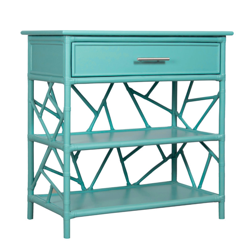 End Table with Storage, Turquoise