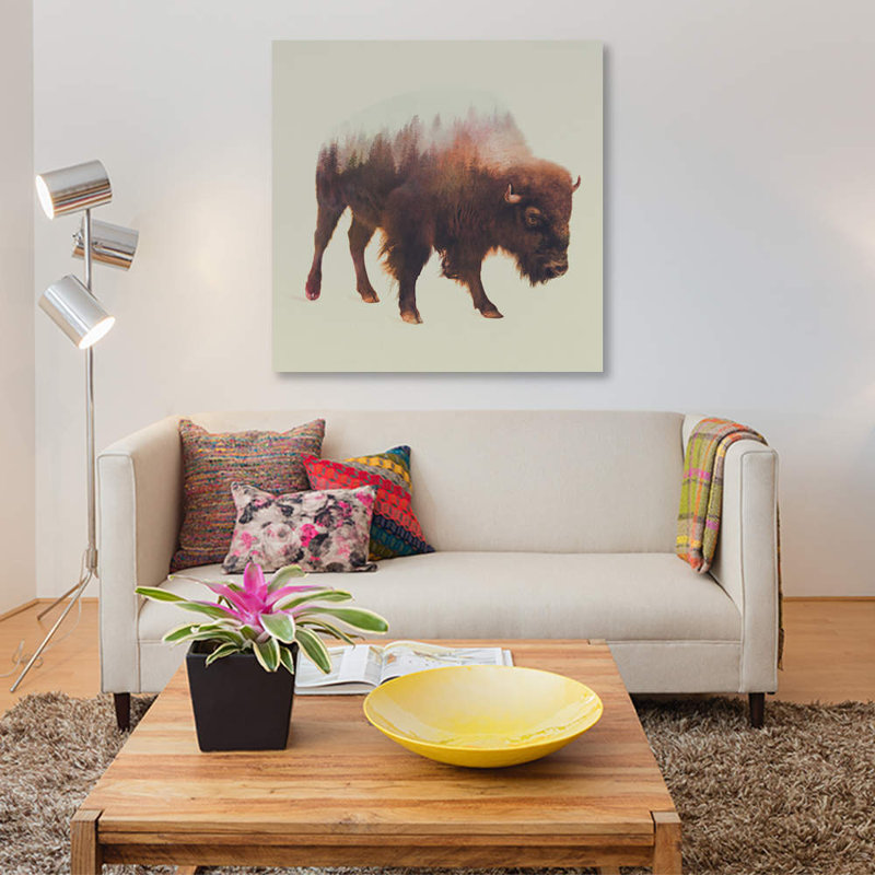 Bison I by Andreas Lie - Print on Canvas, No Frame, 66.04 cm H x 66.04 cm W x 3.175 cm D