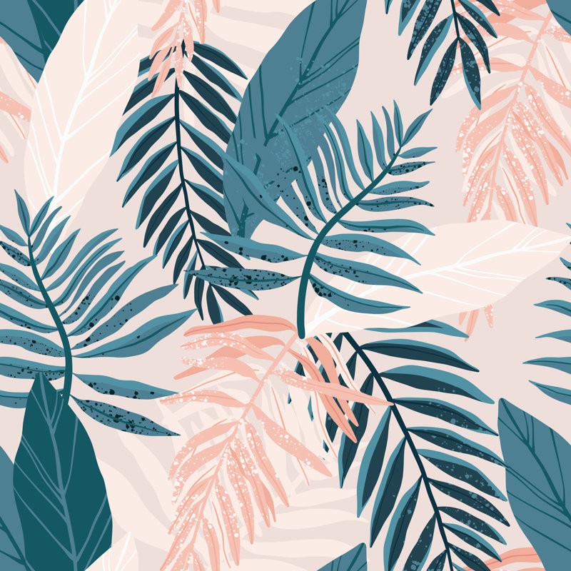 Abeerah Palm Leaves Illustration - Wrapped Canvas Print, 122cm H x 122cm W x 3.8cm D