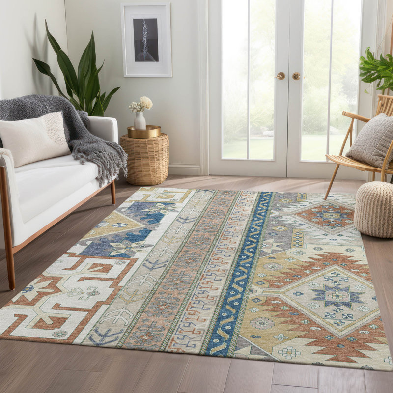 Premium Machine Washable Jahnke AMF1015 Aztec Rug, Rectangle 2'6" x 3'10"
